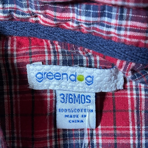 Baby Boy Red/Navy Plaid Shirt Sz 3-6 Mo - Picture 3 of 3
